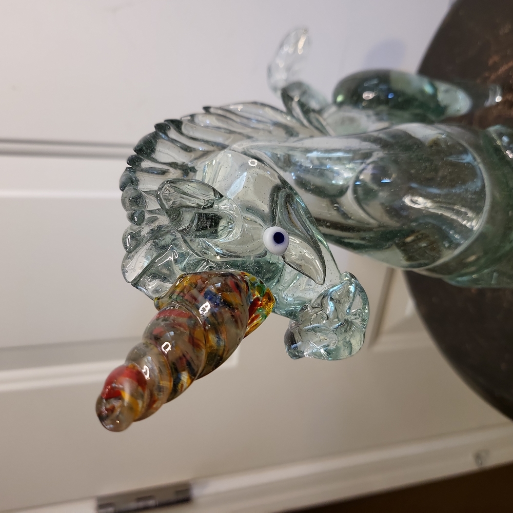 Vintage Murano Style Glass Unicorn Horse Sculpture Hand Blown 10" - Picture 6 of 12